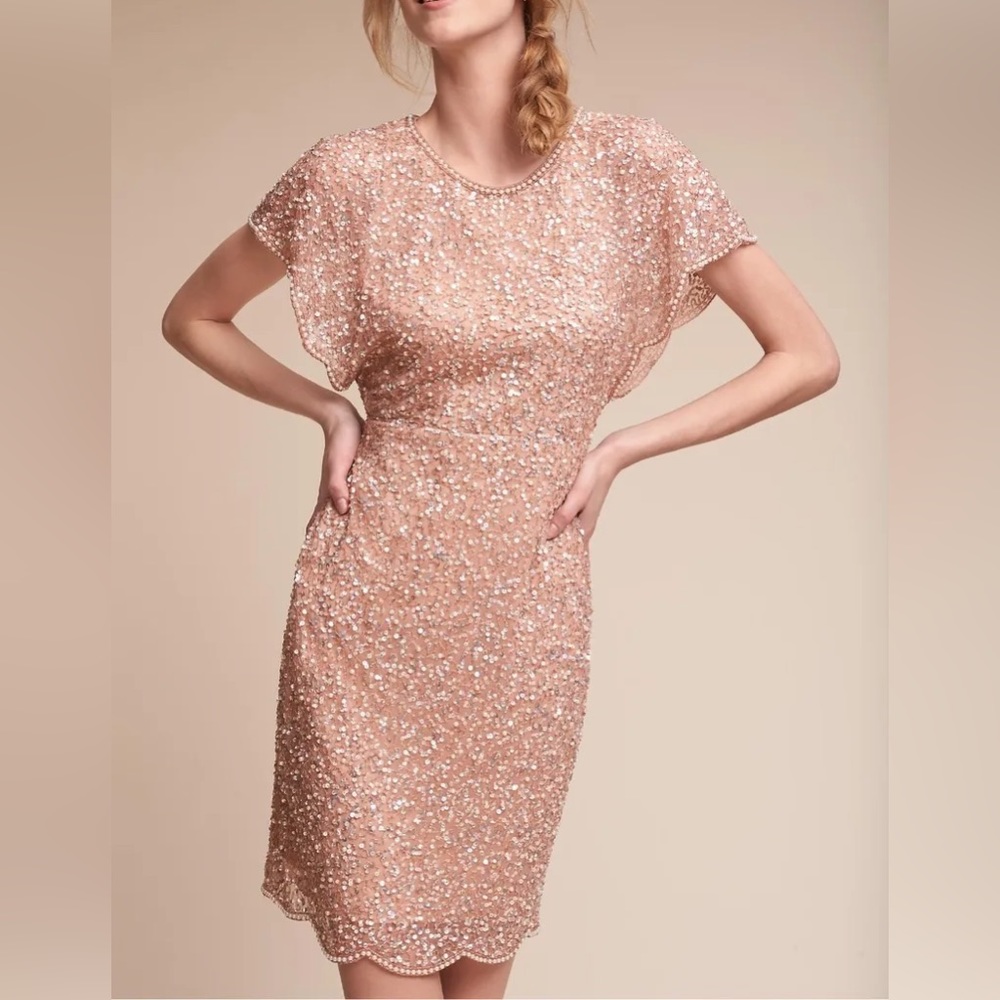 Adrianna Papell ,size 8 , Rose Gold cocktail dress,flutter sleeve, NEW,